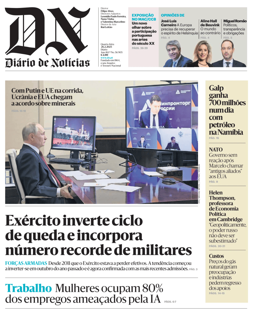 Prima-pagina-Diario de Noticias-edizione-di-oggi-20250226